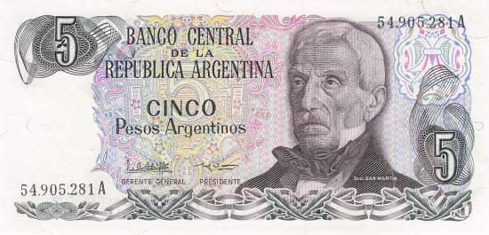 Argentinien p312a-2A 5 Pesos 1983